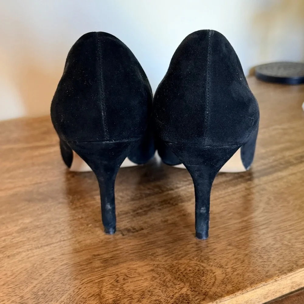 Sole Society Pump Womens 8 Black Crystal‎ Embellished Suede Pointed Toe Stiletto